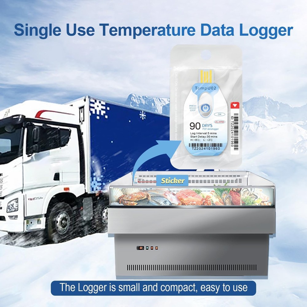 Tzone Disposable Temperature Data Logger USB Temp Recorder with PDF Report 10...