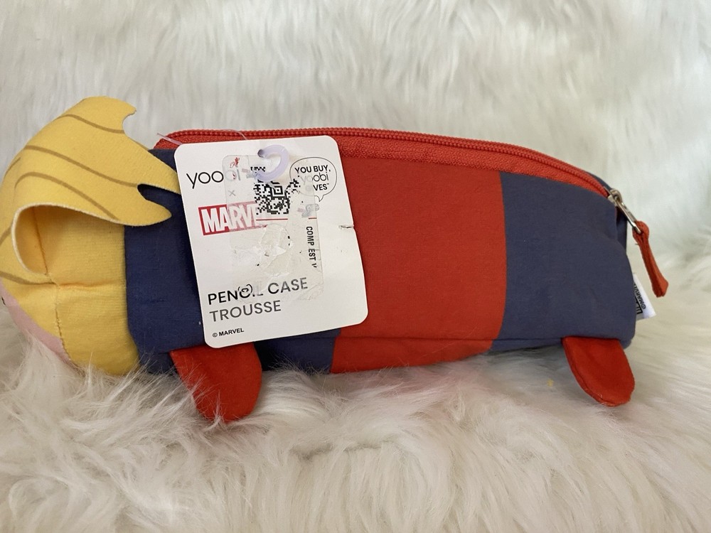 Yoobi Zipper Soft Pencil Case Barrel Captain Marvel Single Zipper Closure