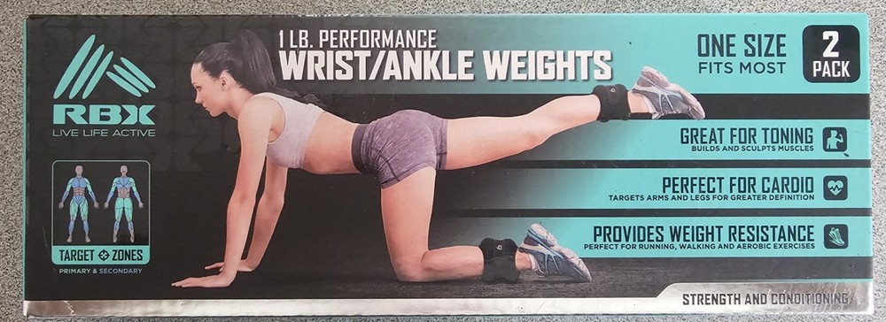 New! RBX 1 LB Performance Adjustable Ankle & Wrist Weights (2 lbs Total)