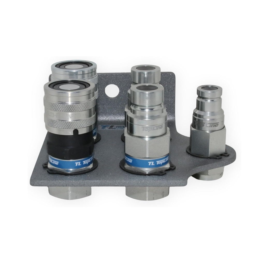 1/2 Flat Face Hydraulic Quick Connect Coupler Set +Drain line + Bracket TL23DB-4
