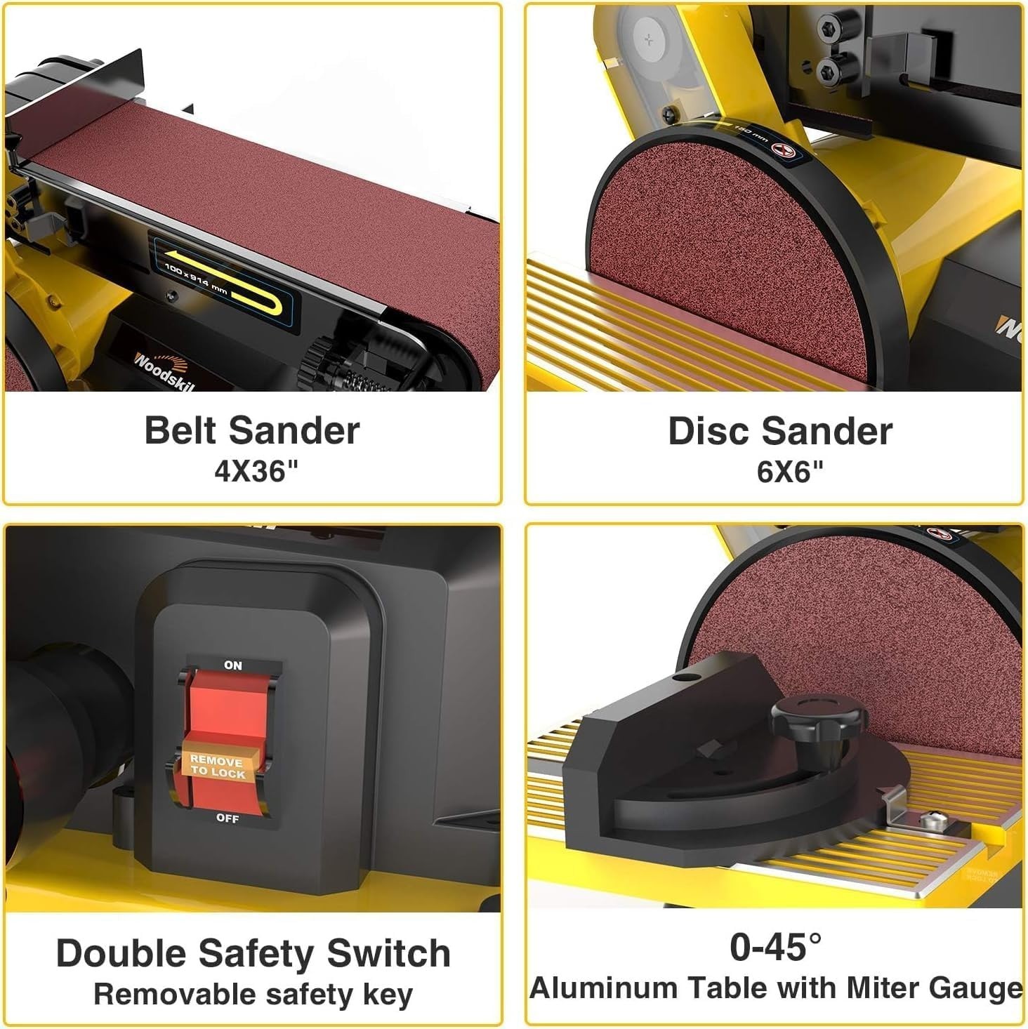 4.3A Belt Sander 4 x 36 in. Belt 6 in. Disc Sander with Double Dust Exhaust Port