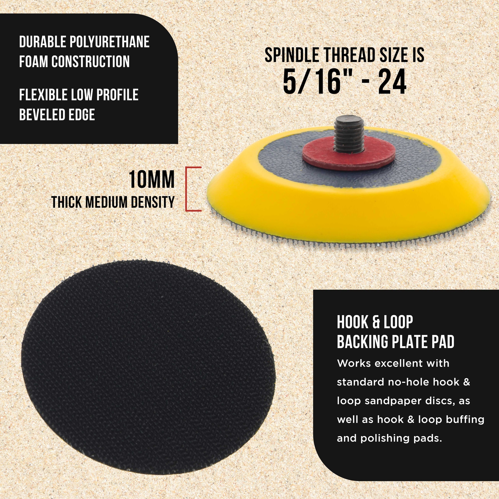 2 Dura-Gold 3" Hook & Loop DA Backing Plate Pads, Sanding Sander Polisher Pad