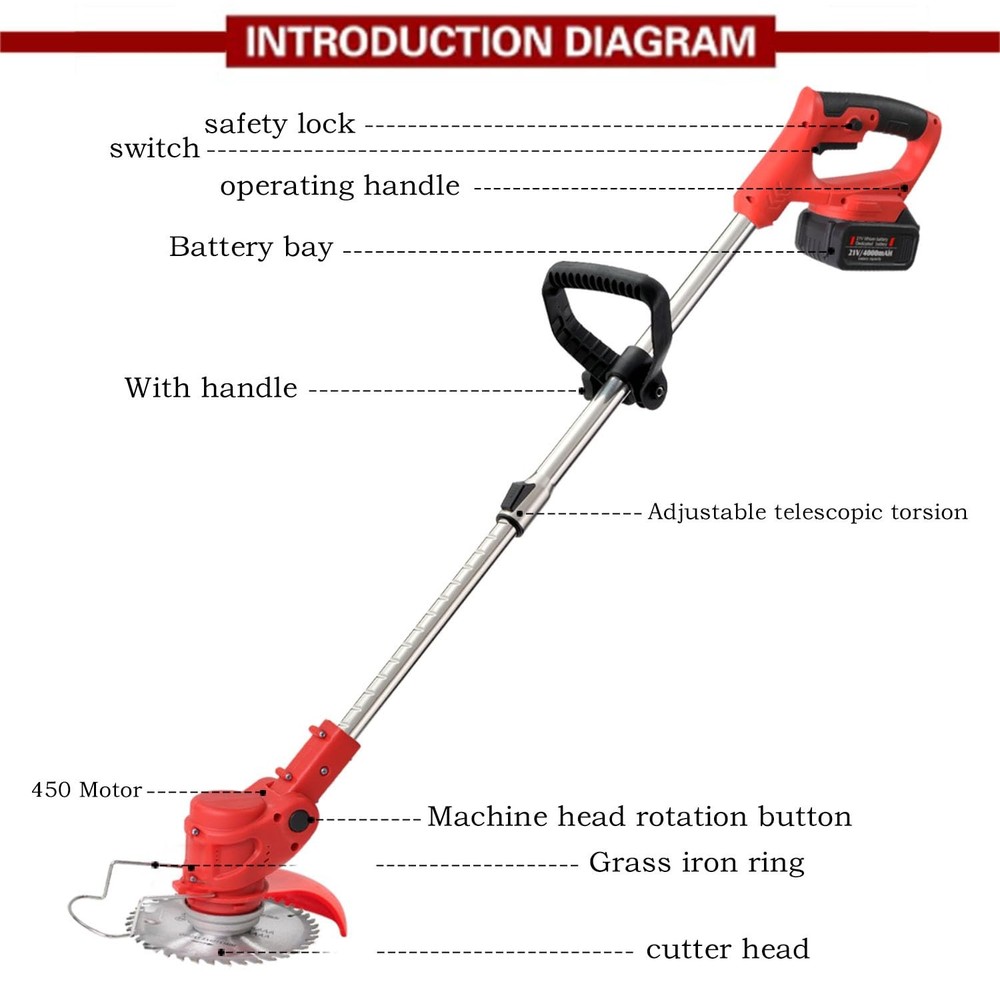 Weed Wacker Cordless Electric Brush Cutter Stringless Weed Eater with 2 Types...