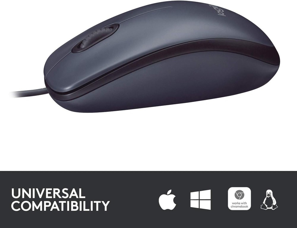 Ambidextrous B100 Wired Mouse - Effortless Scrolling & Plug-and-Play Convenience