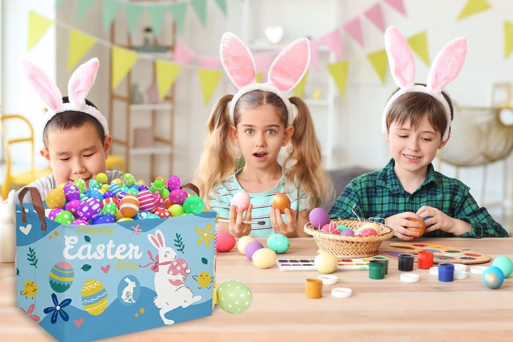 Essme Rectangular Easter Basket, Kids Storage bin Organizer with Handles for ...