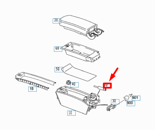 MB R230 Center Console Support Strut Spring Genuine A2309800064