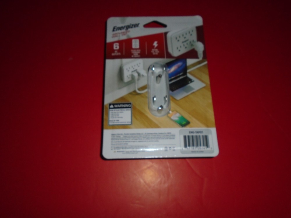 Energizer Grounded Wall Tap 6 AC Outlets Plug NEW