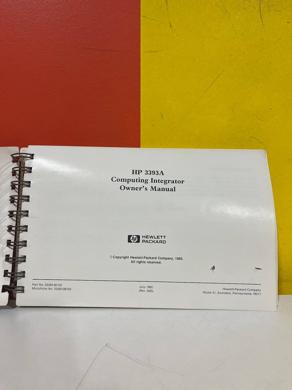 HP 03393-90100 3393A Computing Integrator Owner's Manual