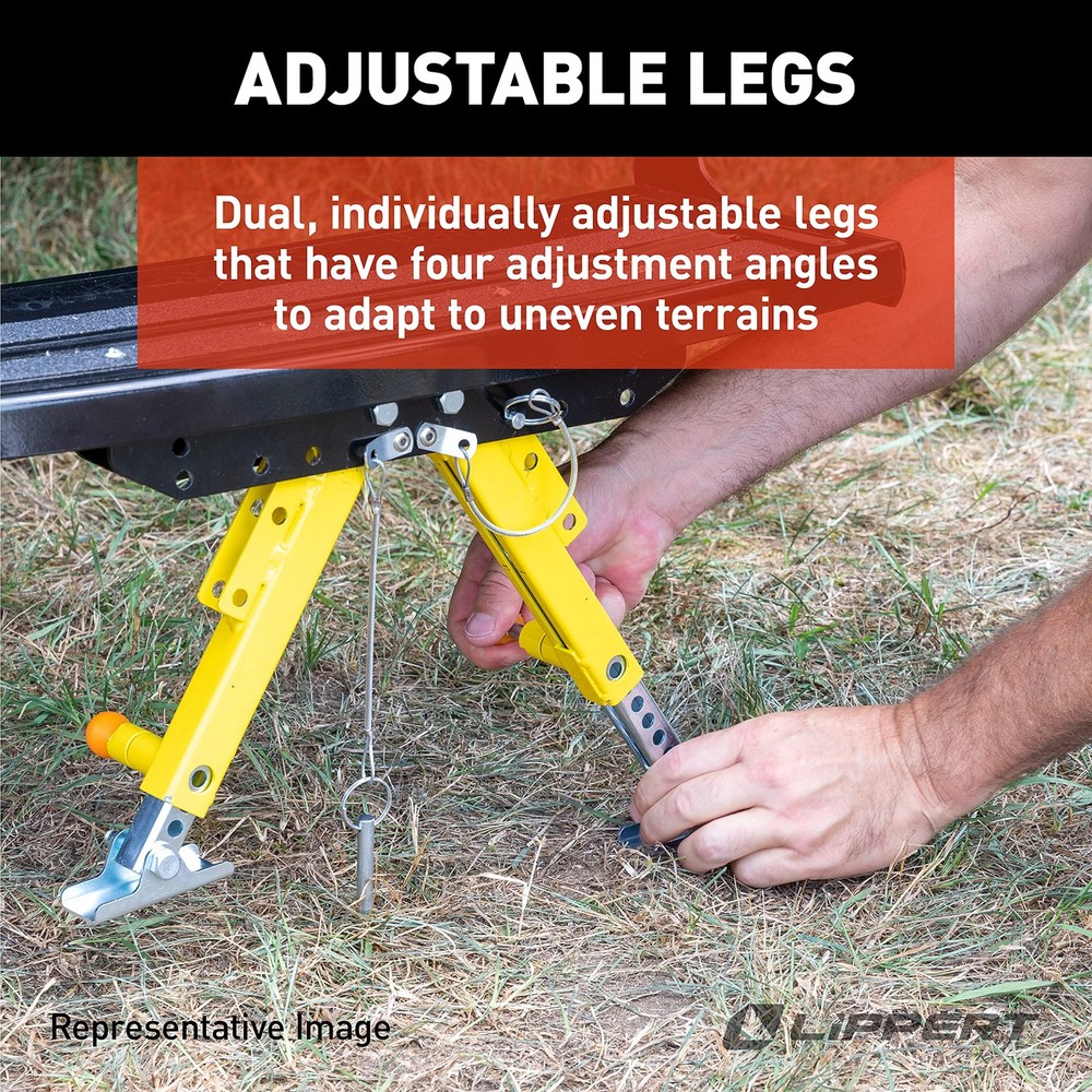 Lippert Solid Stance RV Step Stabilizer Kit for 5th Wheels, Travel black