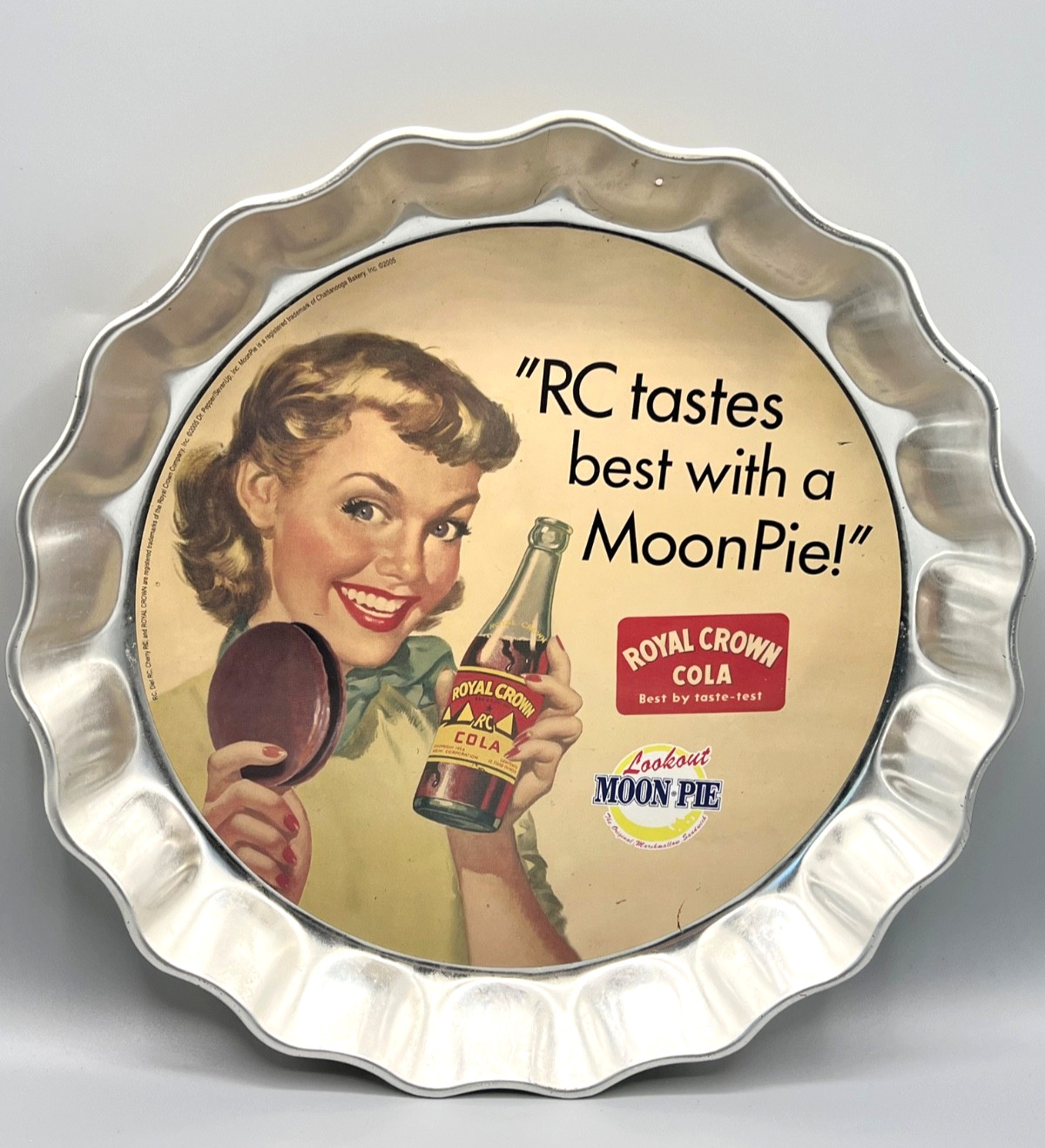 Vintage RC Cola MoonPie Metal Advertising Tray 12” Retro Soda Sign