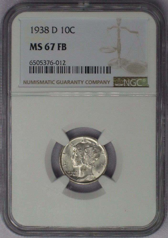 1938-D 10c Mercury Dime - NGC MS 67 FB