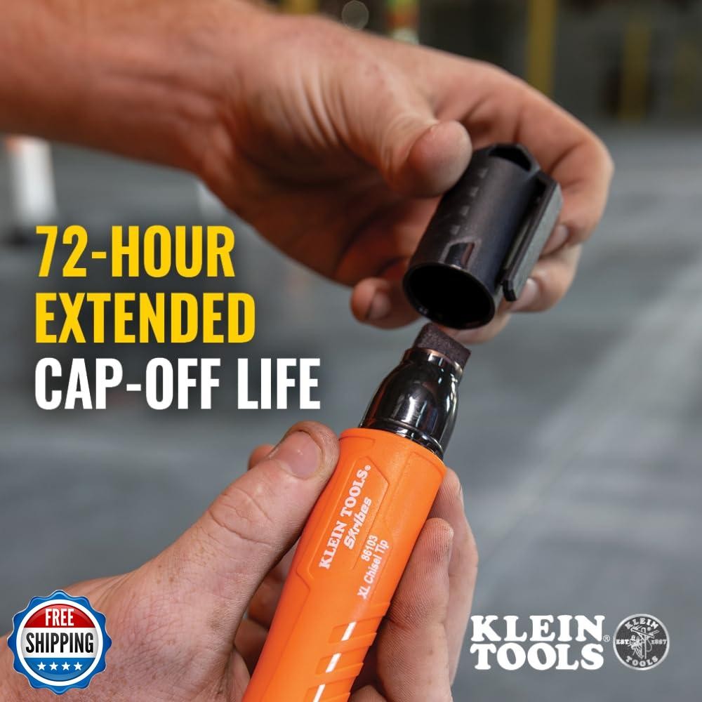 Klein Tools 86103 Skribes XL Permanent Marker, Chisel Tip, Professional-Grade