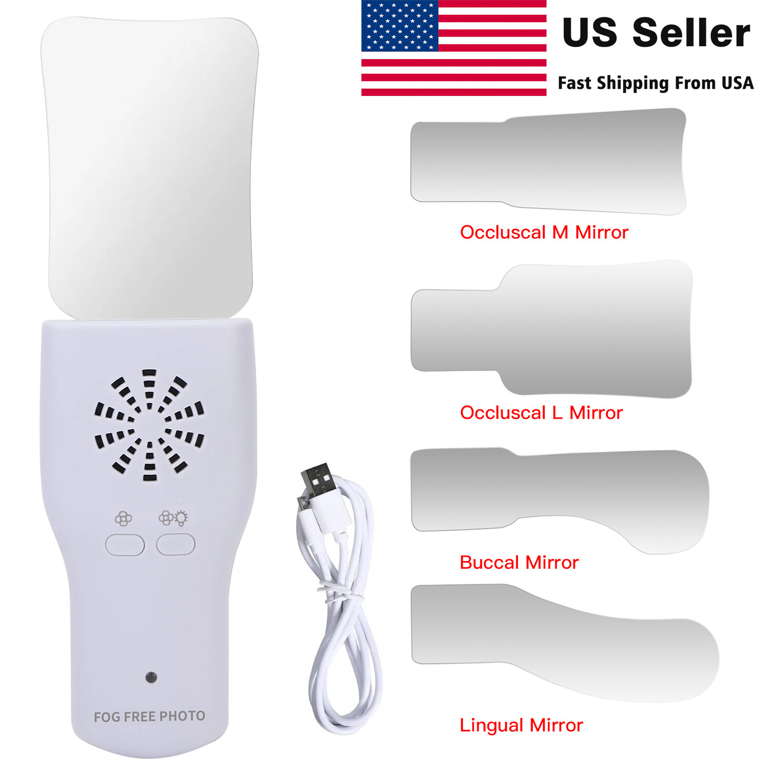 Dental Occlusal Mirror Fog Free LED Intra Oral Photo System Reflector 4*Mirror