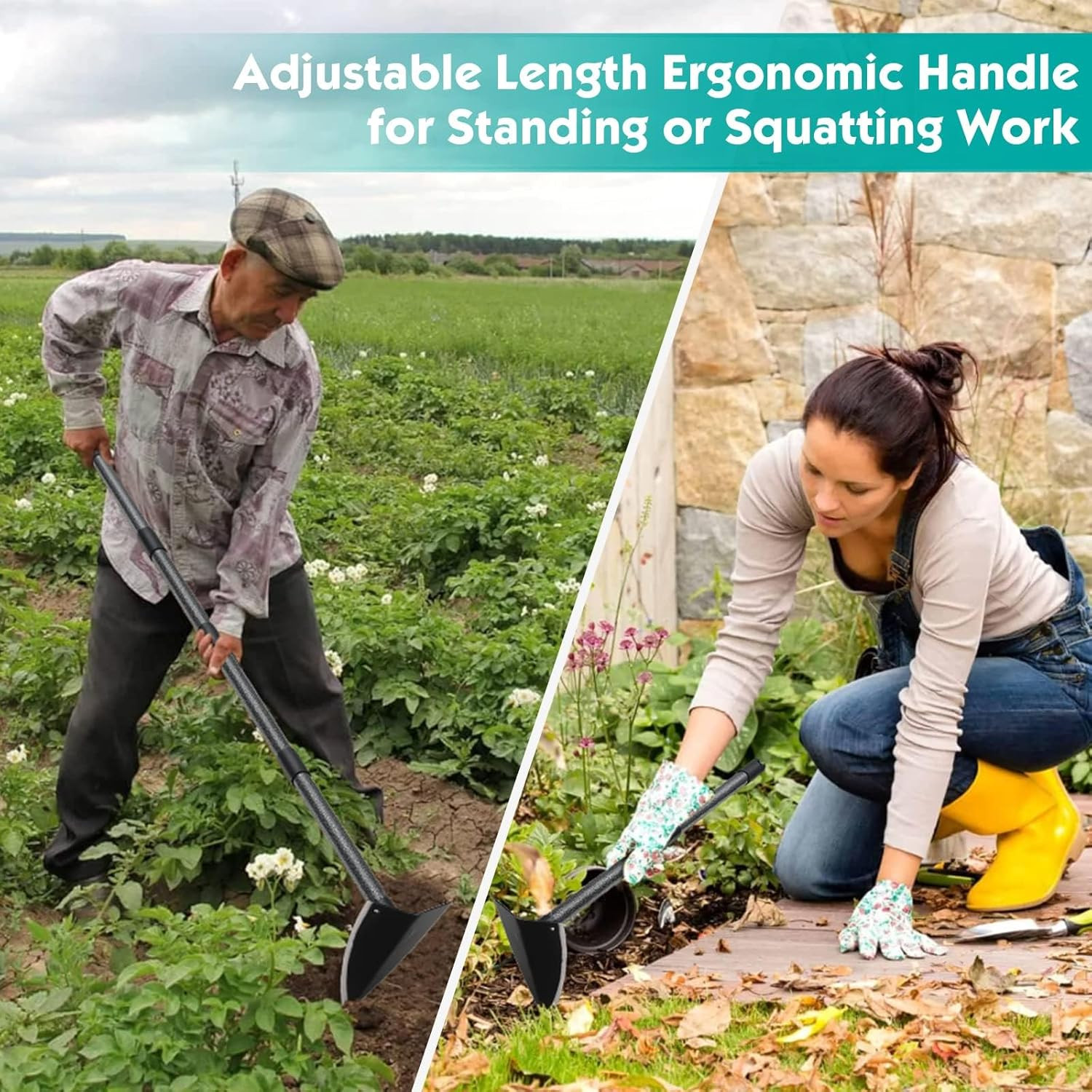 Hoe Garden Tool,Triangle Gardening Hoe with Sharp Blade for Digging,Weeding,Cutt