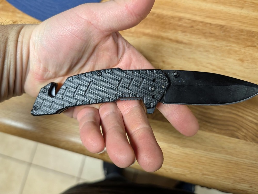 MAX FORCE Folding Utility Knife with Black and Gold Handle