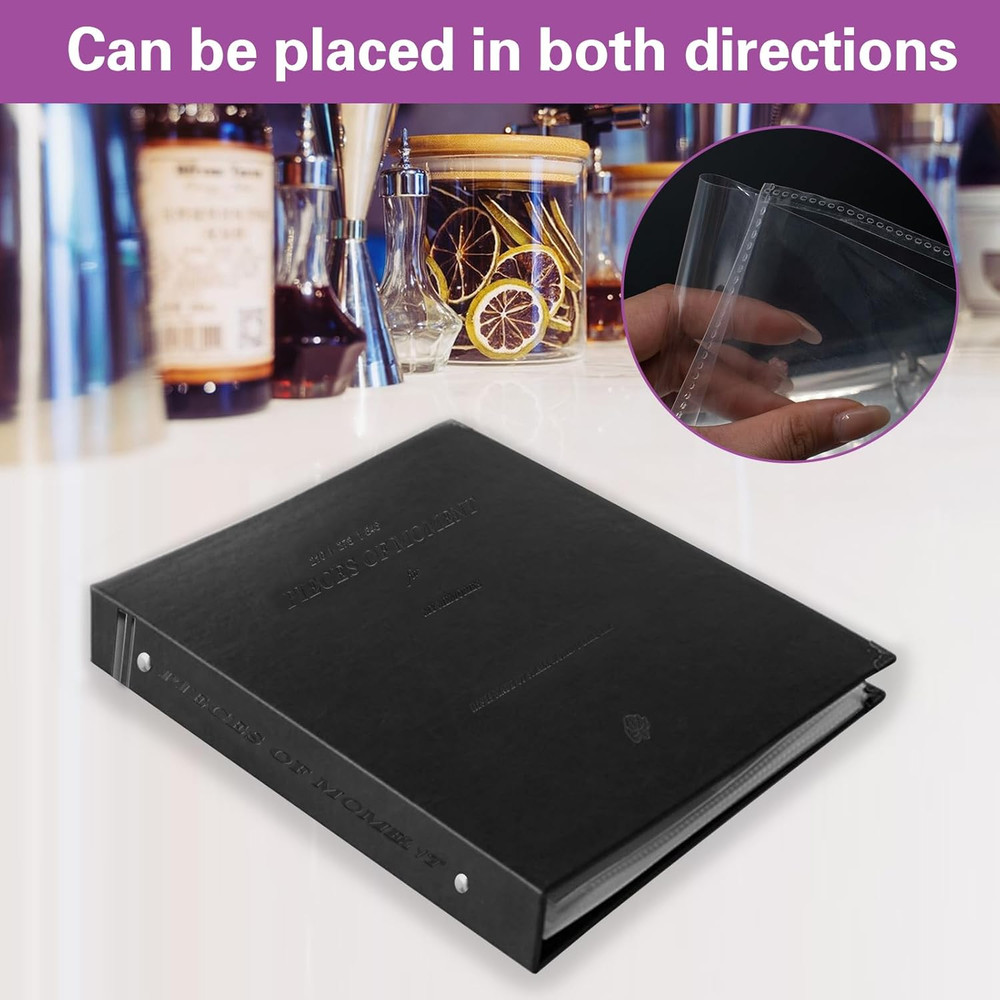Binder with 25 Sleeves, Black Theater Program Holder Hold up to 50 Program Sheet