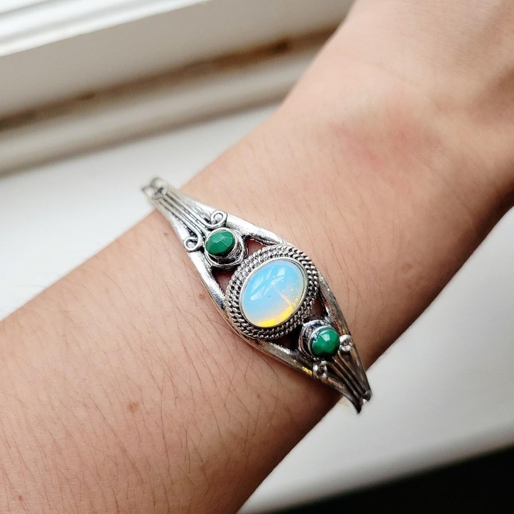 Dainty Silver Gemstone Boho Bohemian Bracelet