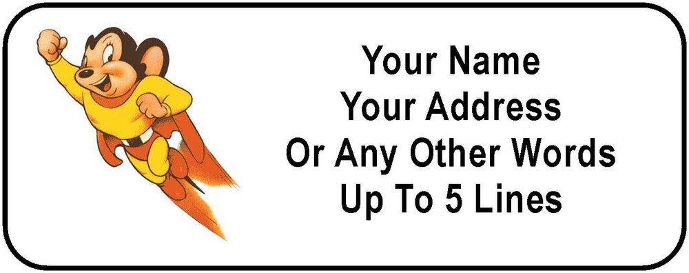 30 Mighty Mouse Personalized Address Labels