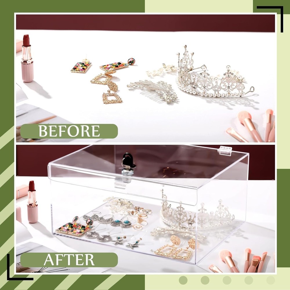 Clear Acrylic Locking Display Case with Keys Large Medication Lock Box Snack ...