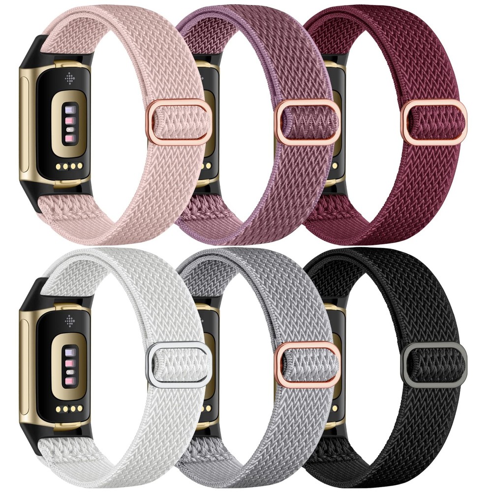 6 Pack Stretchy Solo Loop Compatible with Fitbit Charge 5 Bands/Fitbit Charge...