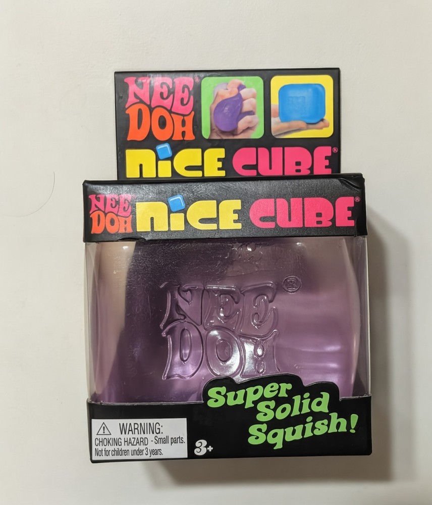 Needoh Nice Cube Purple Sensory Squeeze Toy with Super Solid Squish - 2.25" Cube