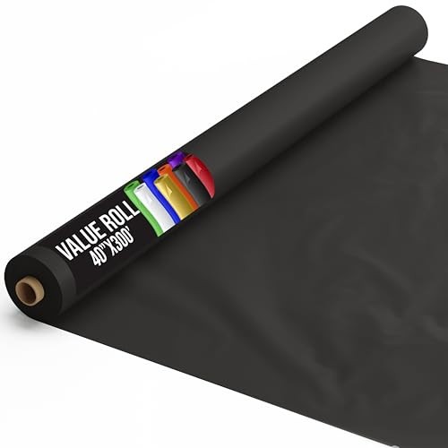 Basic Black Plastic Table Cover Roll 40" X 300 Feet Value Roll Black Basic