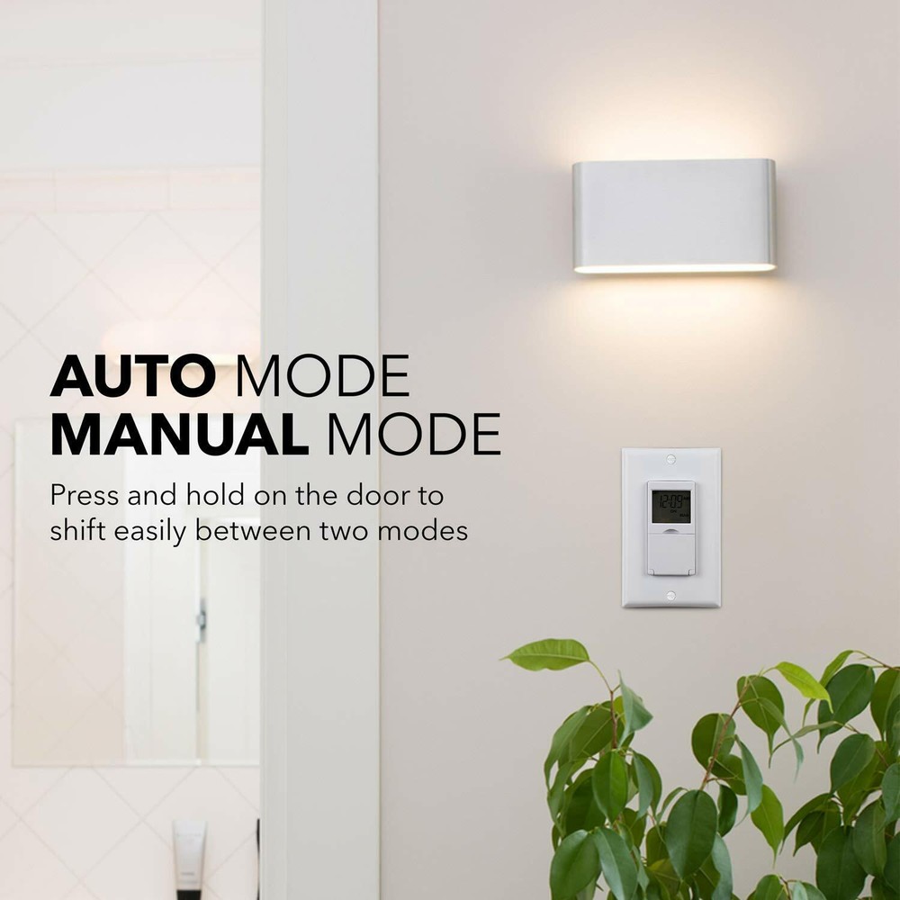 BN-LINK 7 Day Programmable In-Wall Timer Switch Digital for Fans, Lights, Motors