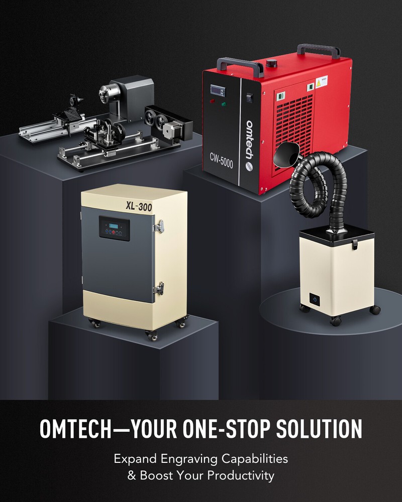 OMTech 100W 24x40 CO2 Laser Engraver Cutting Machine with Basic Accessories Pack