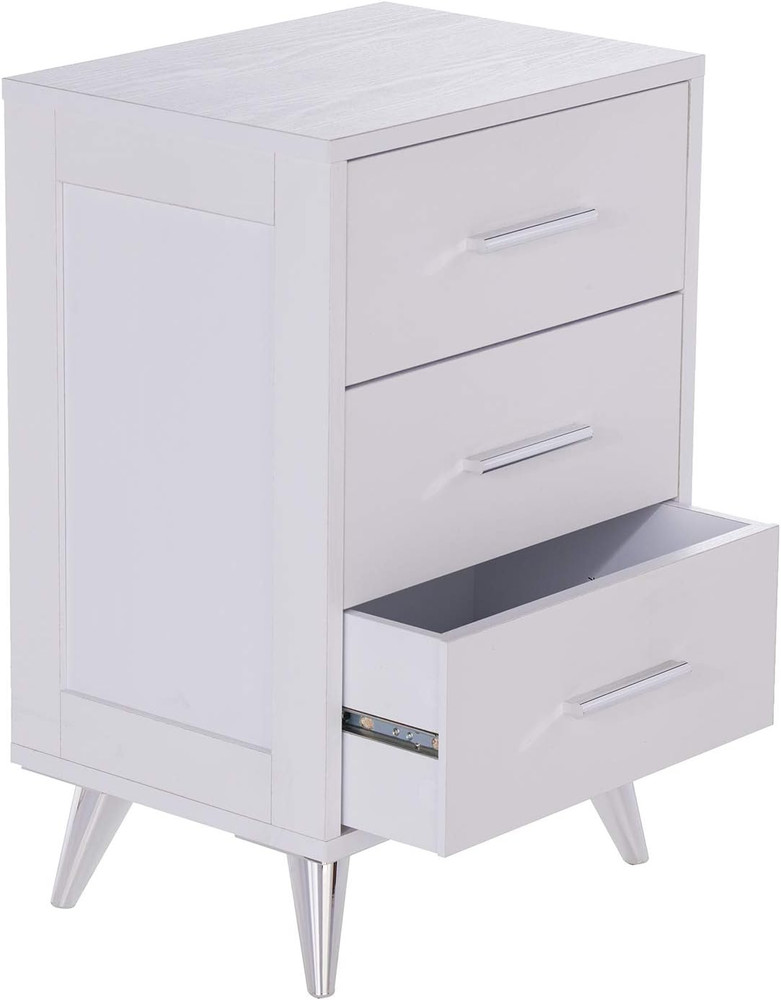 Owen Midcentury Modern White Nightstand with Storage Solution