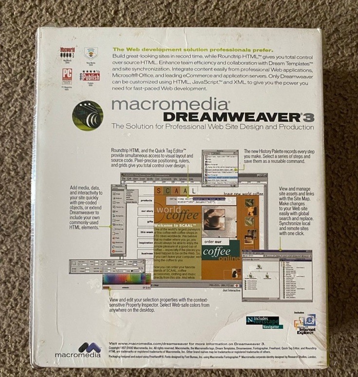 New Sealed Vintage macromedia DREAMWEAVER3 Mac Technology Computer Electronics