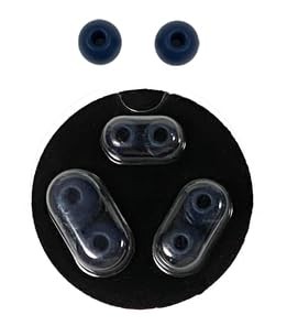 Replacement Earbud Tips for Small, Medium, Large and Double Flange, Navy Blue