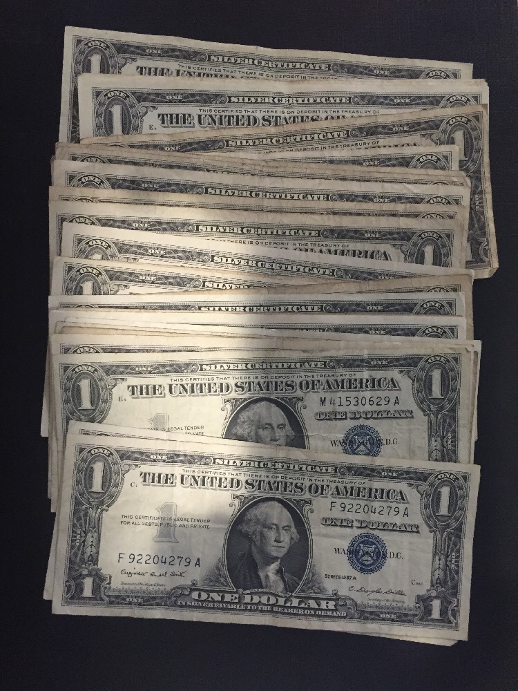 1957 One Dollar ($1) Bill Average Circulated Clean Silver Certificate • 1 Note
