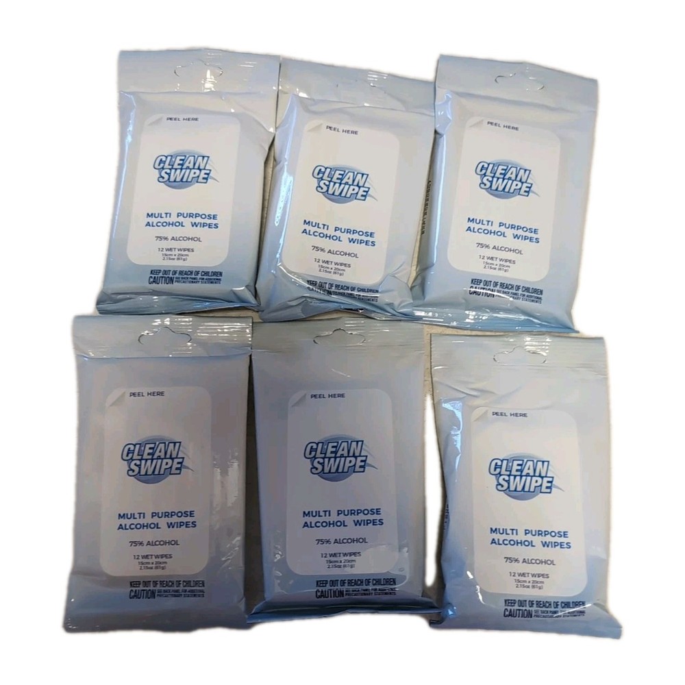 Multi Purpose Alcohol Wipes (6-12 Countpks)72ct Small Wipes Clean Swipe