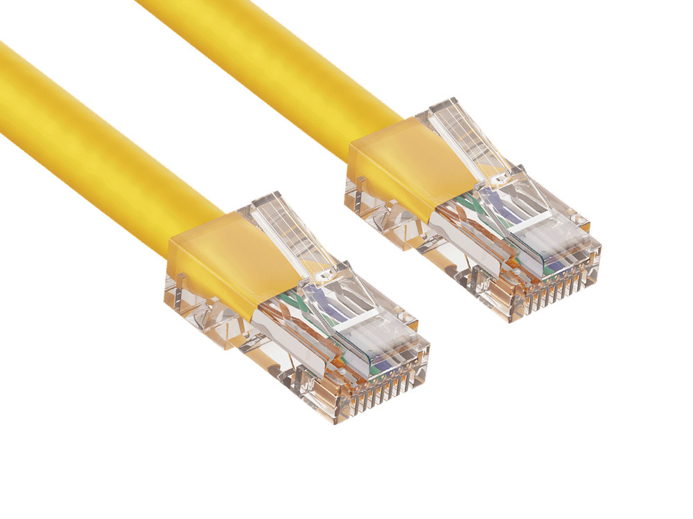 25ft Cat6 UTP Non-Booted Ethernet Network Patch Cable 24AWG Bare Copper, Yellow