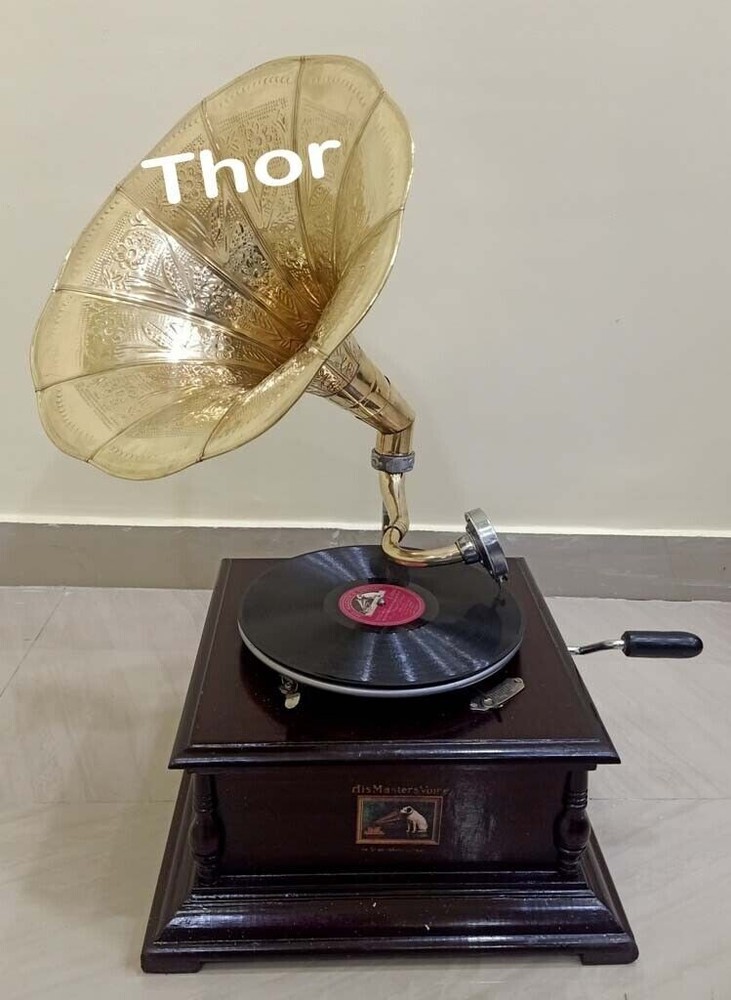 Nautical Brass Gramophone Designer Square With Record Player Gramophone