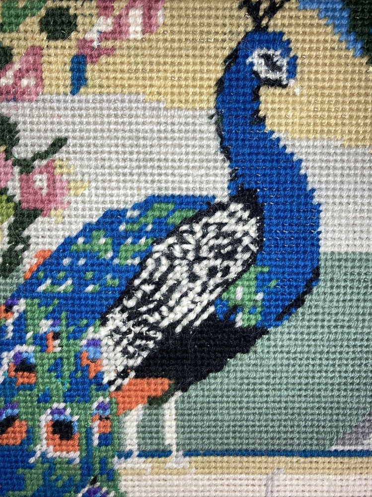 Needlework Peacock Scene Stunning And Large Complete Yarn