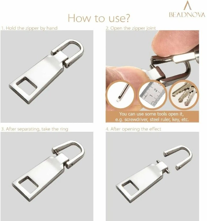 2-Pack Zipper Fixer Repair Pull Tab Kit Bags Replacement Molded Slider Fix Zip