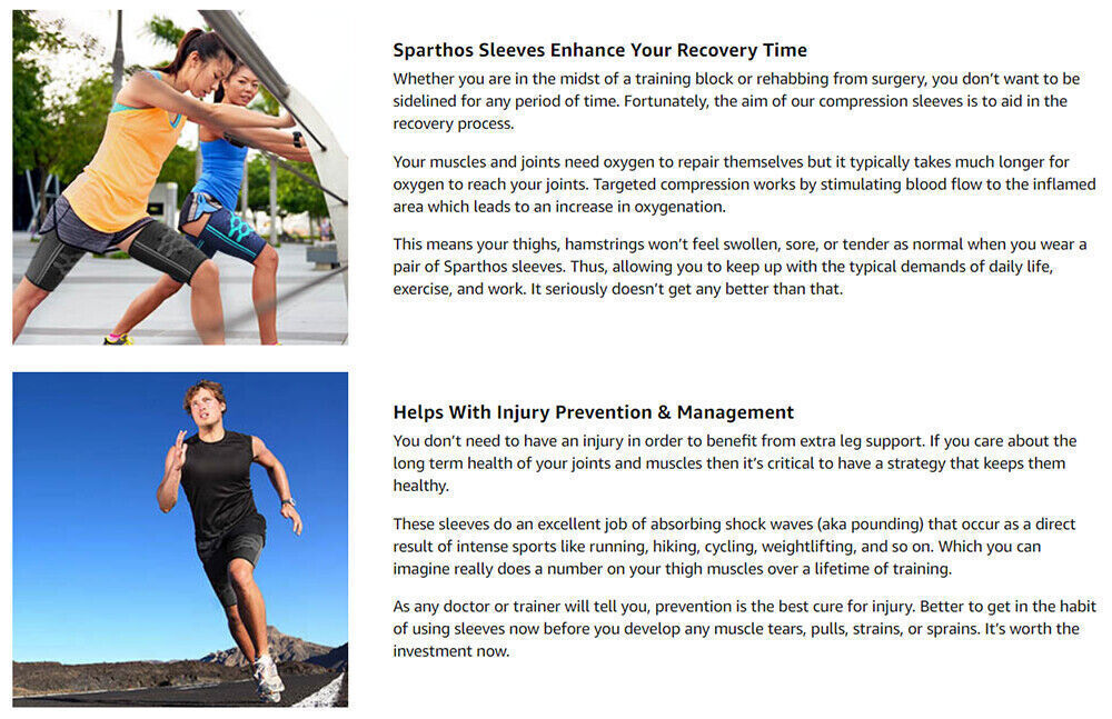 Men Women Thigh Compression Sleeves Quad and Hamstring Support Upper Leg Braces