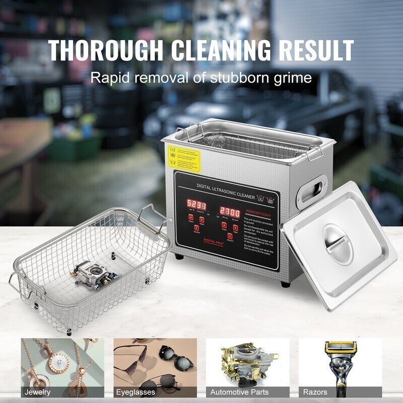 3L Ultrasonic Cleaning Device w/Timer & Warming Element Jewelry Cleaner Machine