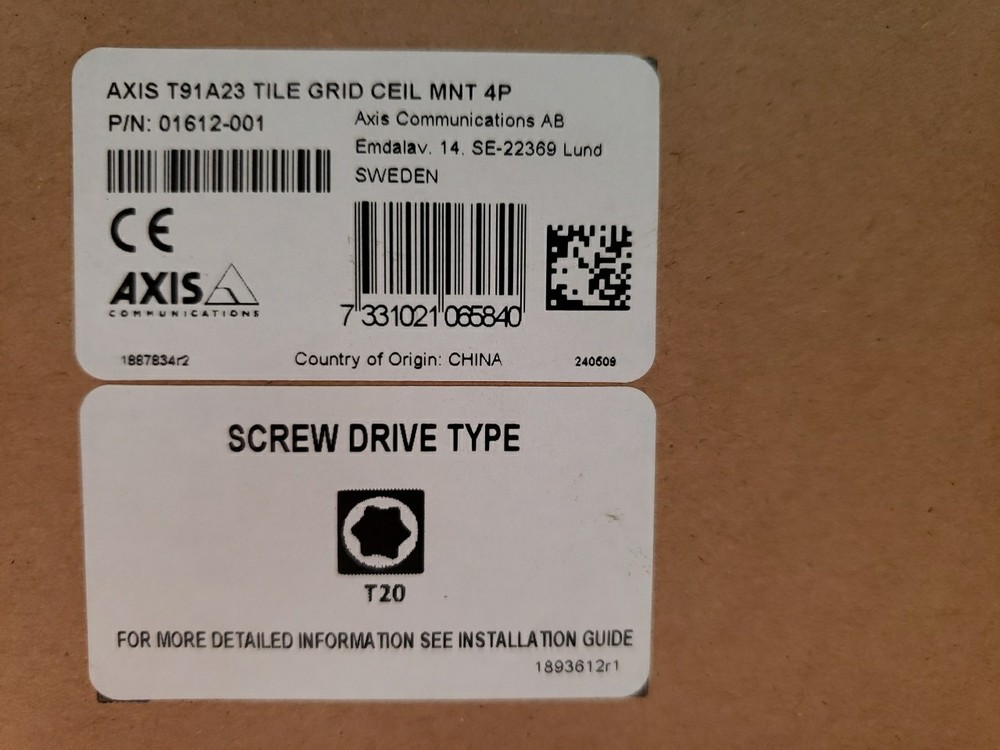 Axis T91A23 0162-001 4-Pack Tile Grid Camera Ceiling Mount