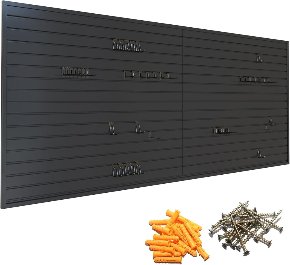 Heavy Duty Black Slat Wall Panel 4x8 Ft for Garage Storage Solutions