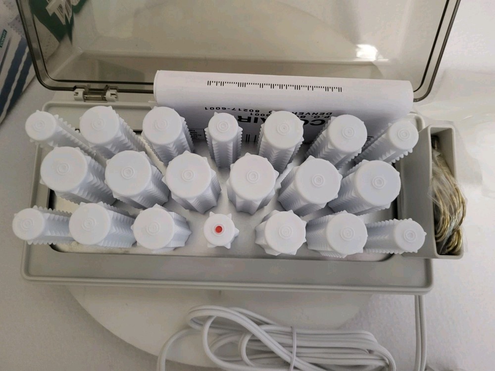 Conair "Ready Set Go" Hot Roller Set White 20 Tangle Free Rollers Open Box