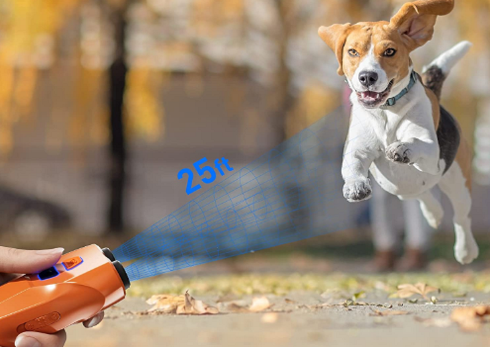 Dual Sensor Anti Barking Device with Training/Deterrent Modes 25 FT Range & LED