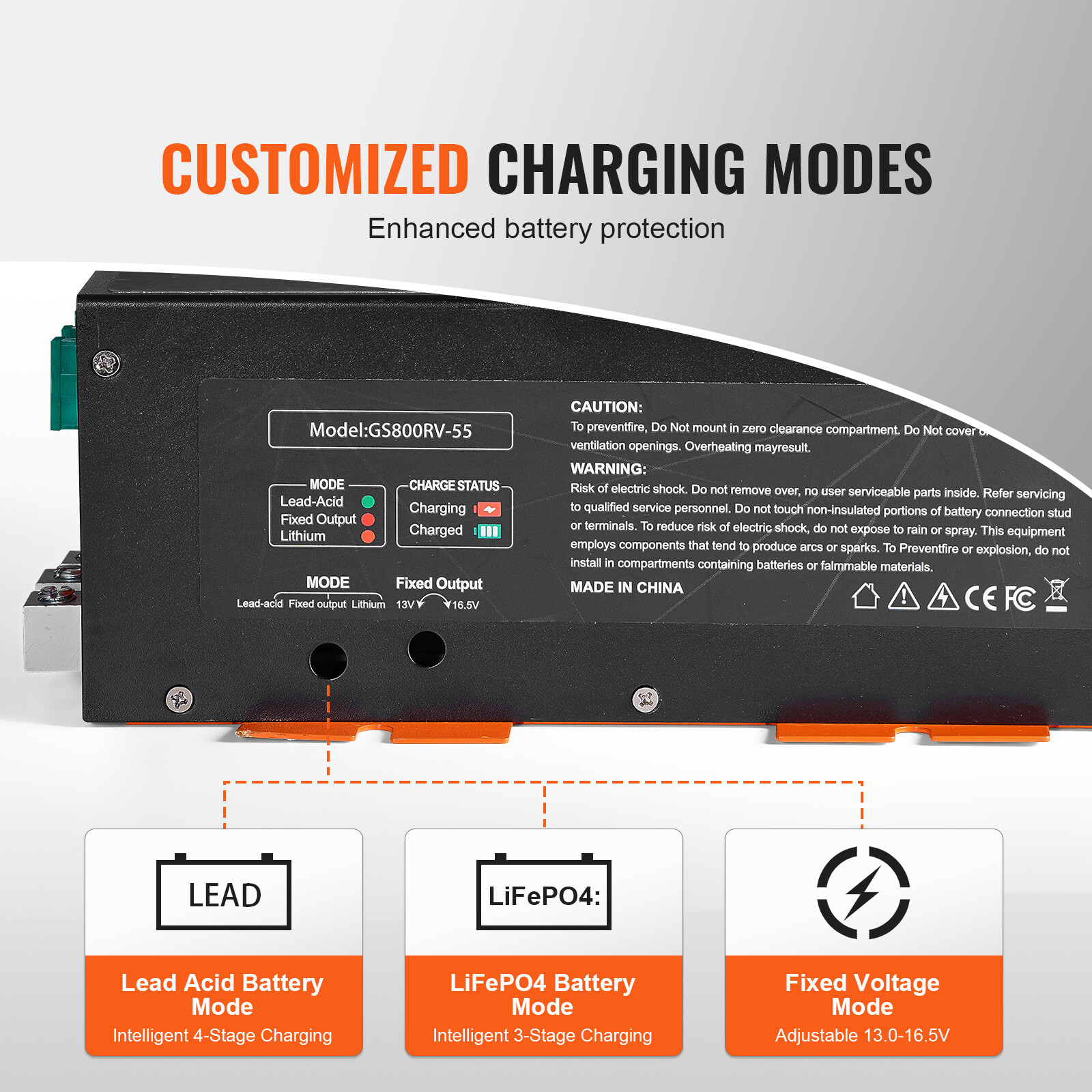 VEVOR RV Converter 55 Amp 110V AC to 12V DC RV Power Converter Battery Charger