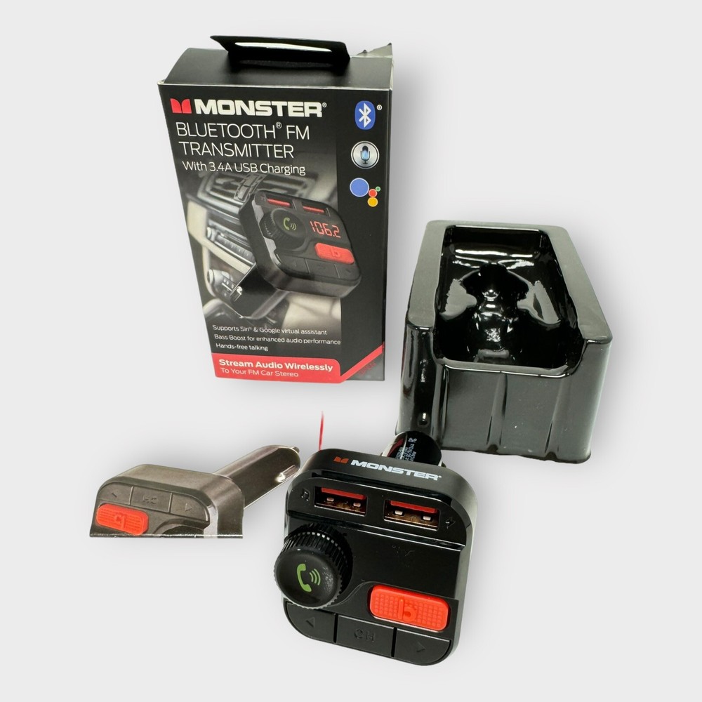 Monster LED Bluetooth FM Transmitter with 3.4 Amp USB Charging Ports SHIPS FREE