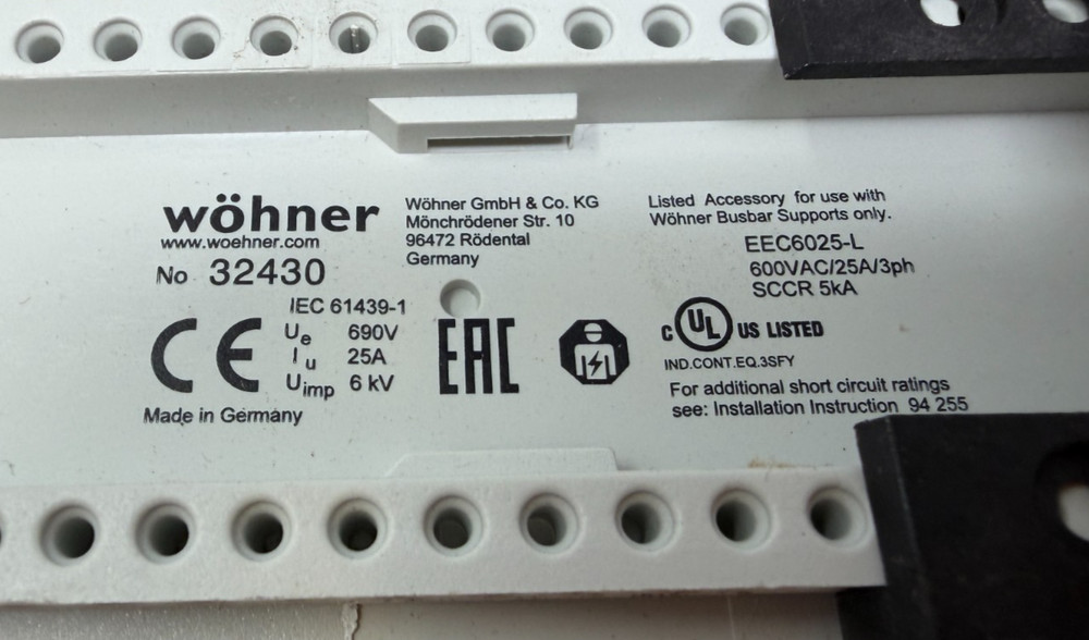 Wohner 32430 Busbar Adapter