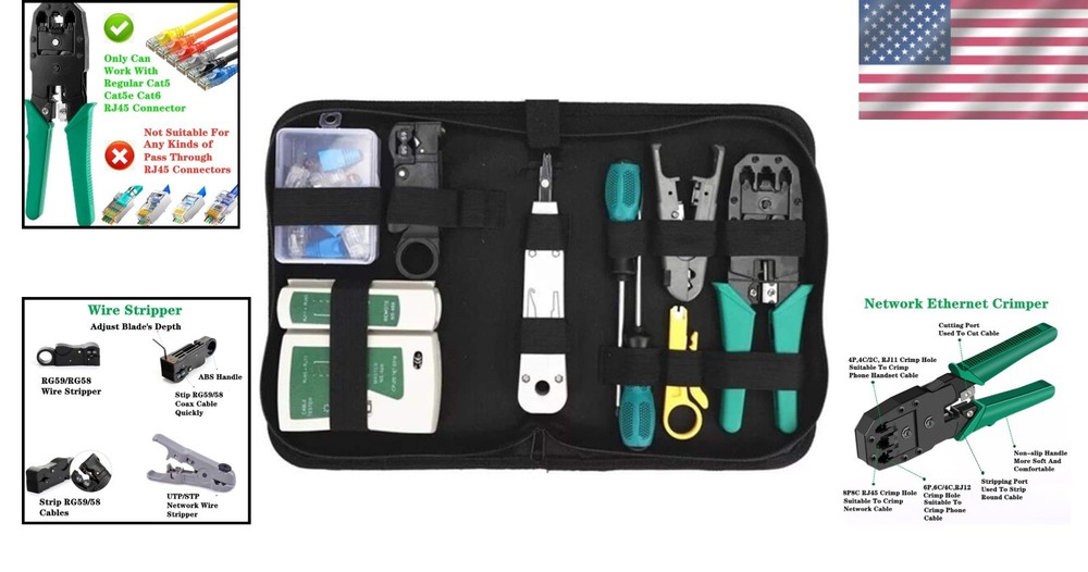 Complete Cat5 Cat6 Network Tool Set - Portable and Efficient