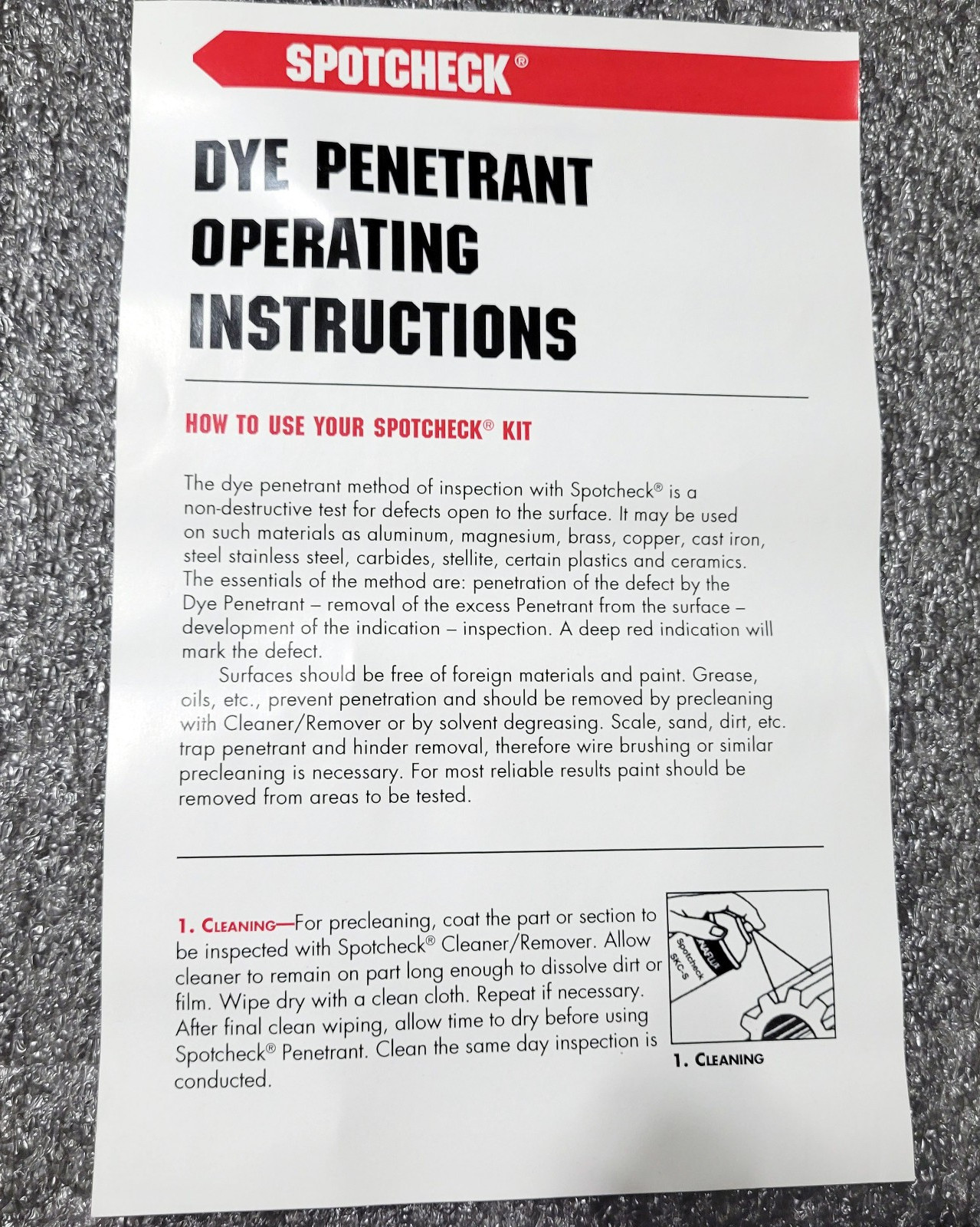 New Magnaflux Spotcheck Dye SK-416 Penetrant Test Kit (SKC-S, SKD-S2, SKL-SP2)