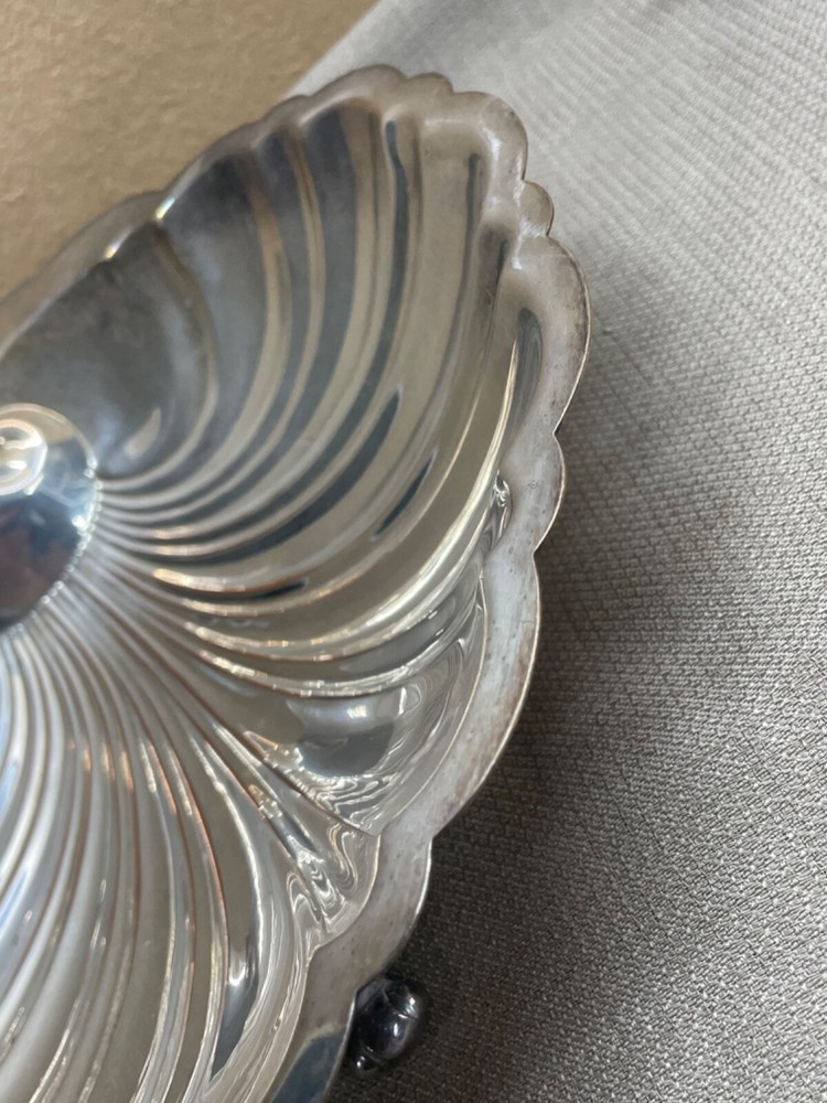Glastonbury Silver on Copper Shell Dish footed marked 608