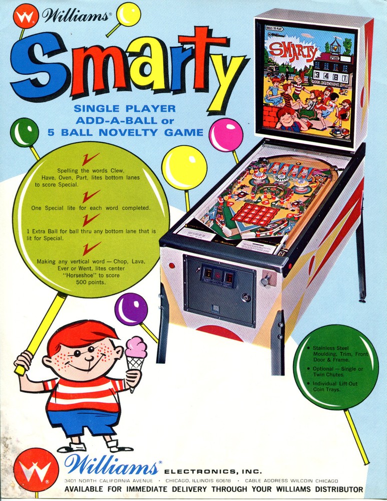 Smarty Williams Pinball Flyer/ Brochure / Ad